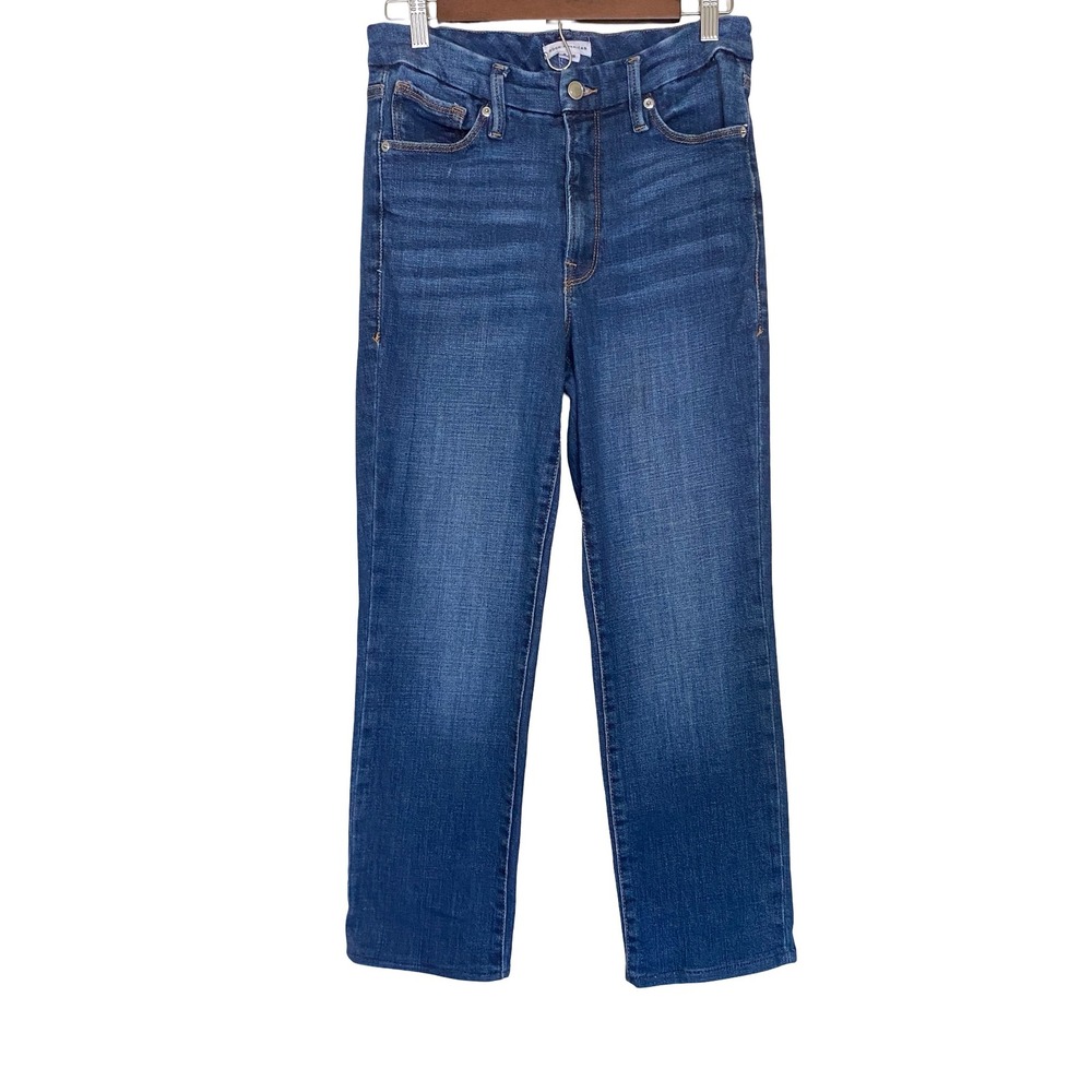 Good American Good Straight Women Jeans 6/28 Blue High Rise Stretch Denim